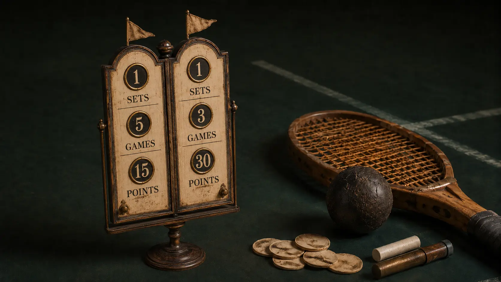 Comparación entre un marcador antiguo de tenis y un marcador moderno de Wimbledon