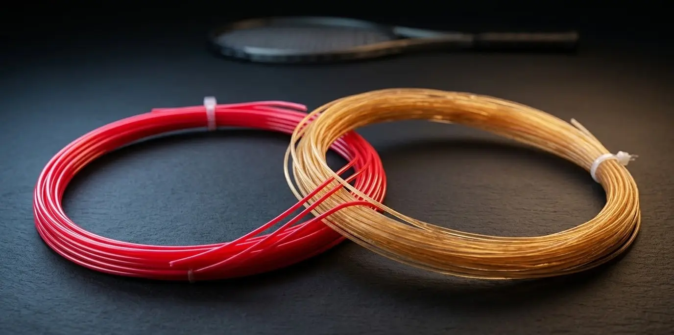 Dos cuerdas de tenis entrelazadas entre sí