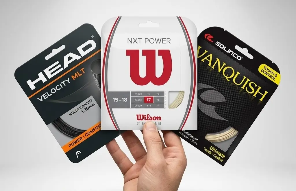 Una mano mostrando 3 paquetes de cuerdas de multi-filamento